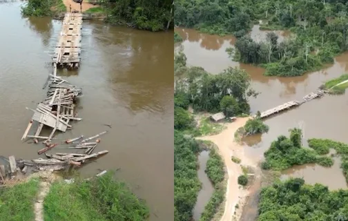 Ponte destruída pela PF no Pará