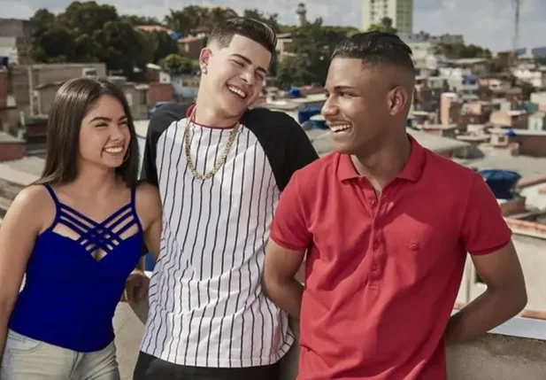 Personagens Rita, MC Doni e Nando, da série 'Sintonia', que foi lançada em 2019