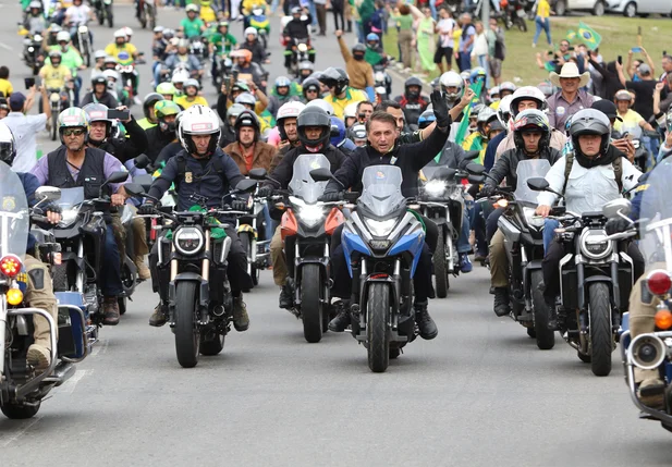 Movimentação durante Motociata em apoio ao presidente Jair Bolsonaro