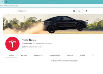 Canal do Fortaleza foi heckeado e substituído por produtos da Tesla nesta sexta-feira (9)