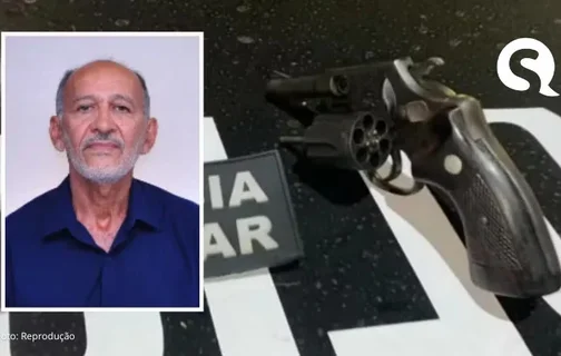 Candidato a vereador José Fernandes de Lima e a arma usada no crime