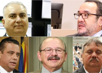 Da esquerda para a direita, na parte superior: Sérgio Fernandes Martins, Vladimir Abreu da Silva, Alexandre Aguiar Bastos, Sideni Soncini Pimentel e Marco José de Brito Rodrigues