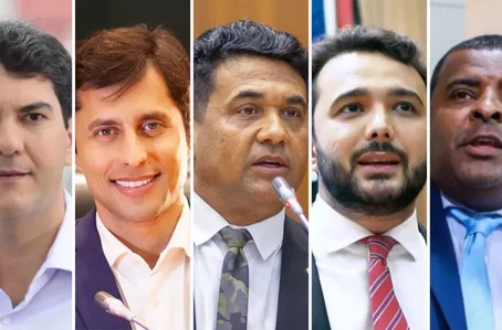 Eduardo Braide (PSD), Duarte Jr. (PSB), Wellington do Curso (Novo), Dr. Yglésio (PRTB) e Fábio Câmara (PDT), candidatos à Prefeitura de São Luís (MA)