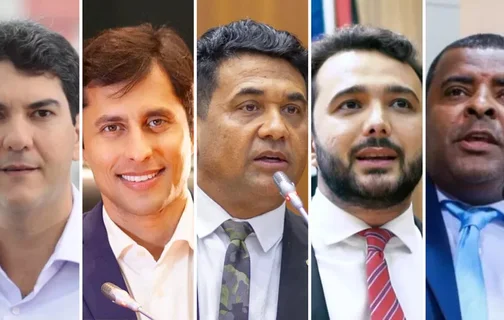 Eduardo Braide (PSD), Duarte Jr. (PSB), Wellington do Curso (Novo), Dr. Yglésio (PRTB) e Fábio Câmara (PDT), candidatos à Prefeitura de São Luís (MA)