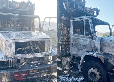 Incêndio destruiu cabine de caminhão em Picos