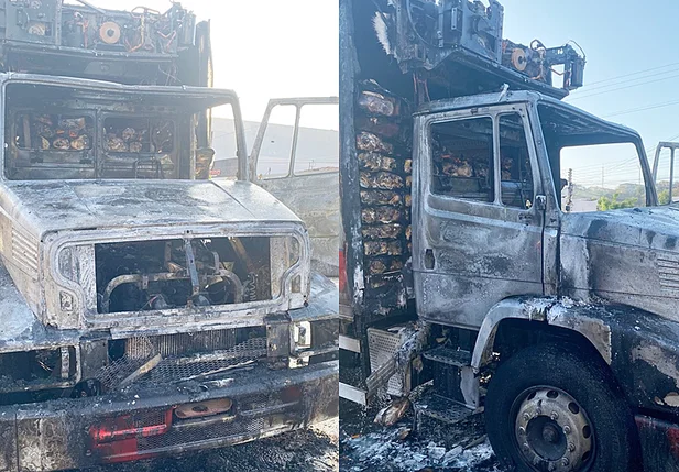 Incêndio destruiu cabine de caminhão em Picos