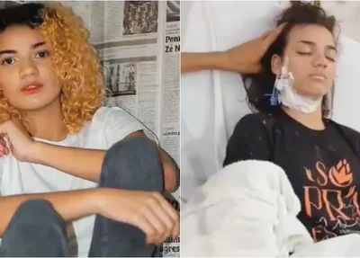 Letícia Gabriela antes e depois da internação