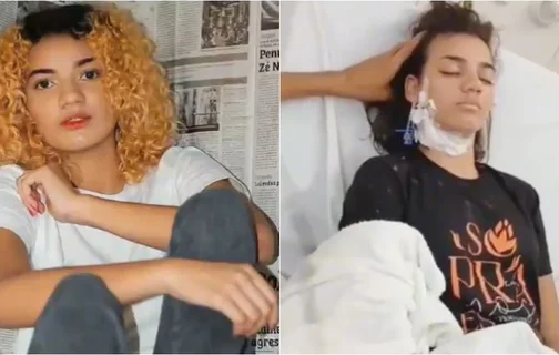 Letícia Gabriela antes e depois da internação