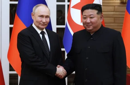 Líderes da Rússia e Coreia do Norte, Vladimir Putin e Kim Jong-un