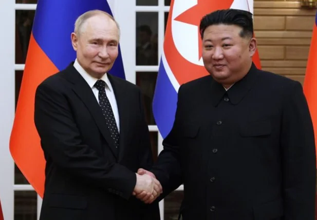 Líderes da Rússia e Coreia do Norte, Vladimir Putin e Kim Jong-un