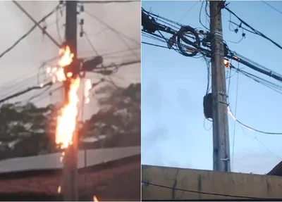 Poste pegando fogo na zona sudeste de Teresina