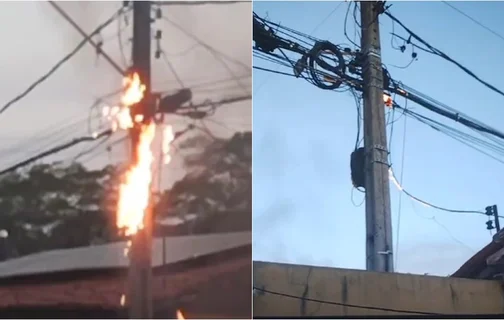 Poste pegando fogo na zona sudeste de Teresina