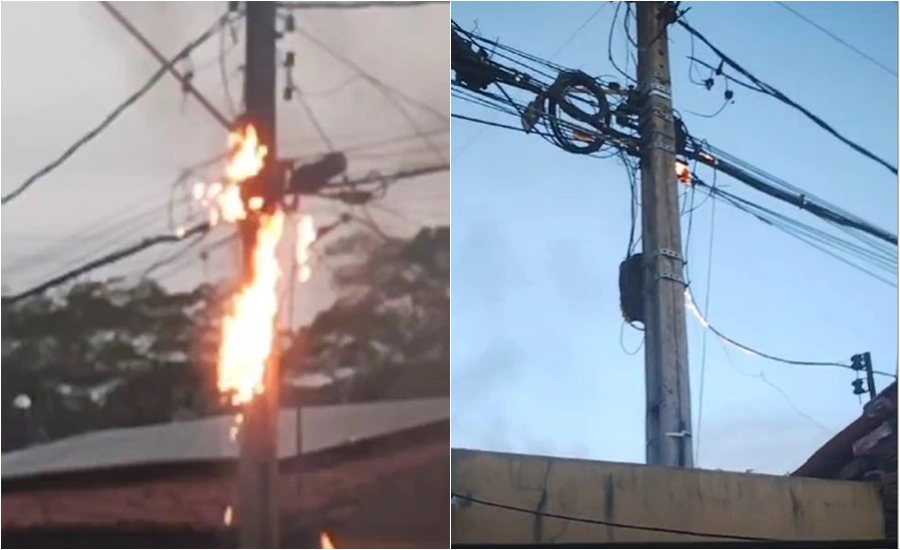 Poste pegando fogo na zona sudeste de Teresina