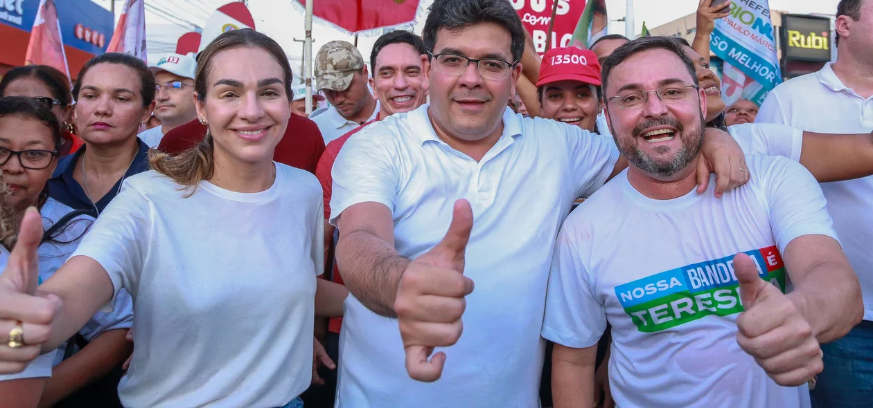 Rafael Fonteles e Isabel Fonteles demonstraram apoio em caminhada com Fábio Novo