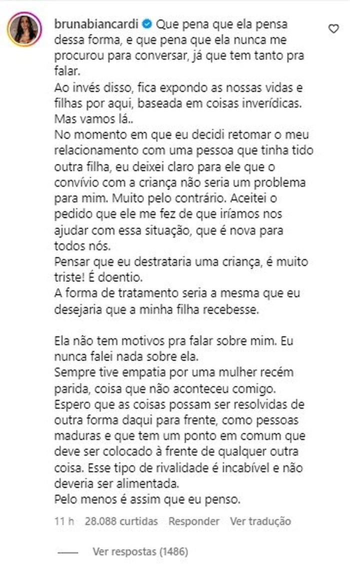 Resposta de Bruna Biancardi