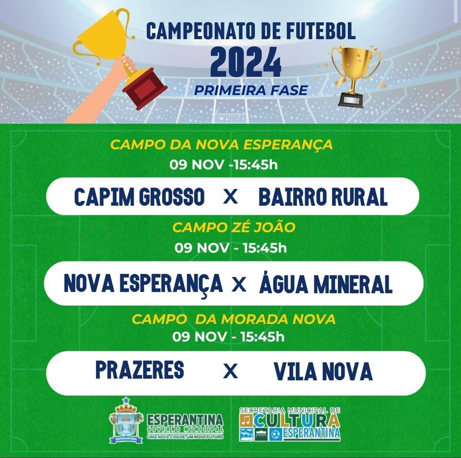 Calendário de jogos do Campeonato Esperantinense