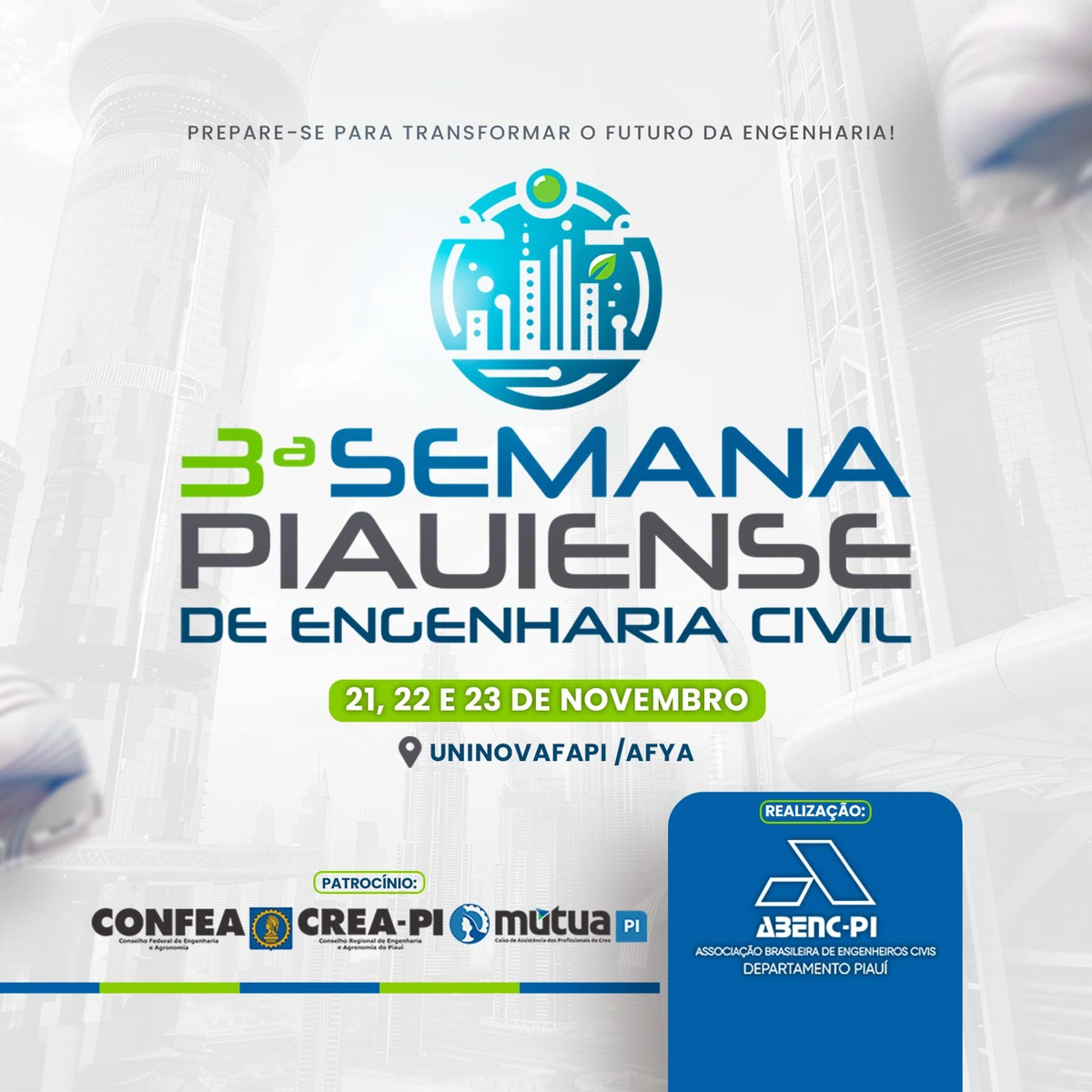 Inscrições para 3ª Semana Piauiense de Engenharia Civil da ABENC estão abertas