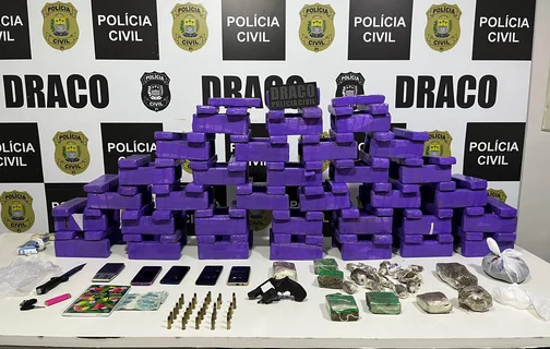 Mais de 140 tabletes de maconha foram apreendidos pelo DRACO