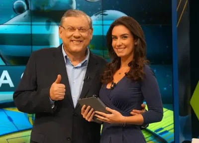 Milton Neves e Larissa Erthal