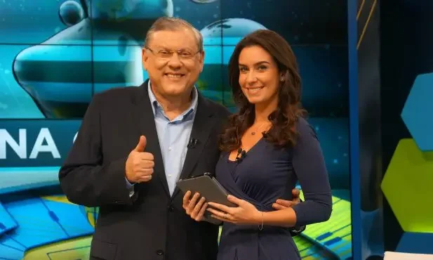 Milton Neves e Larissa Erthal