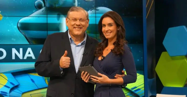 Milton Neves e Larissa Erthal