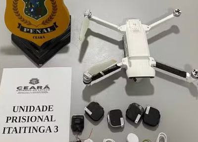 Policiais penais derrubaram drone a tiros em Itaitinga em agosto deste ano.