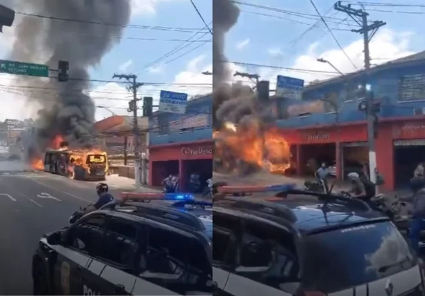 Ônibus pega fogo em São Paulo