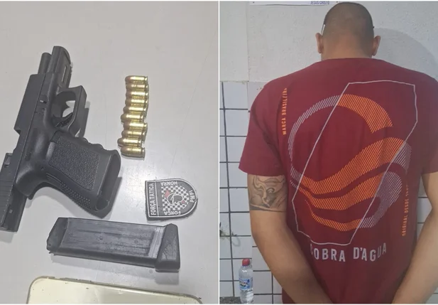 Arma de fogo apreendida em poder o suspeito, dentro do carro da influencer Yrla Lima