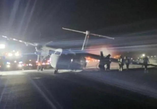 Avião pegou fogo na pista de pouso no Canadá