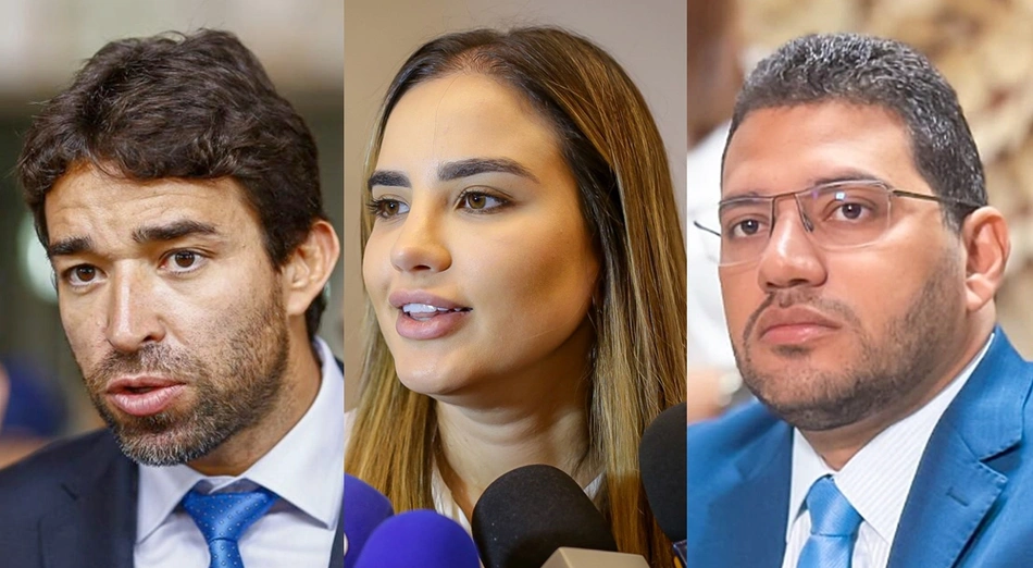 Deputados Marden Menezes, Bárbara do Firmino e Thales Coelho, que devem se filiar ao MDB