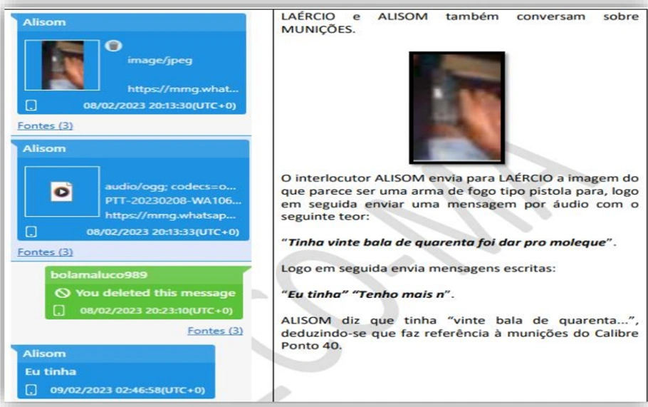 Extração de dados revele negociação de arma entre Laércio e Allison Ponto 40