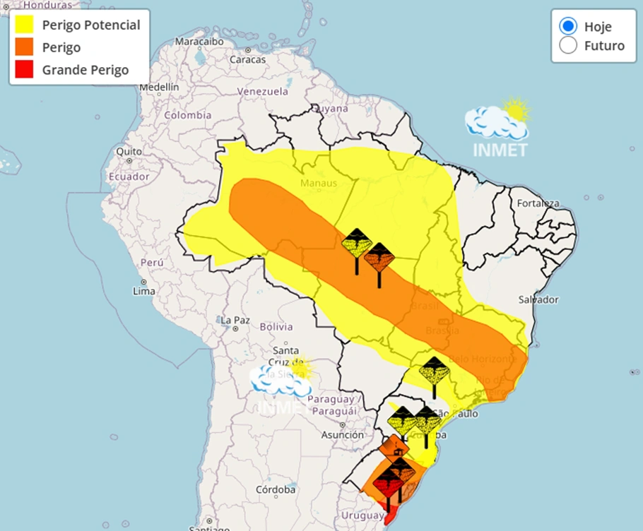 meteorologia aponta chuvas em 20 estados do Brasil