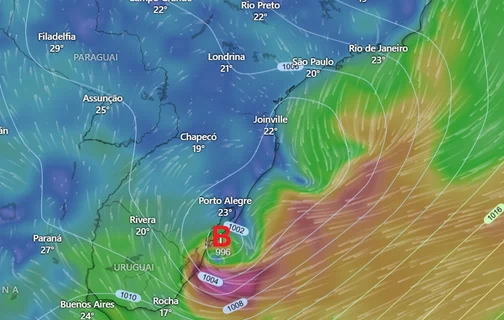 Possibilidade de formação de ciclone subtropical na costa do Sul do Brasil