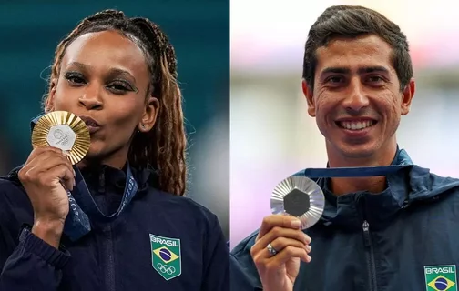 Rebeca Andrade e Caio Bonfim