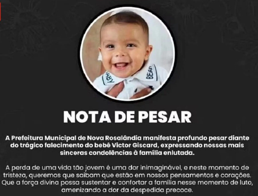 Nota de pesar divulgada pela prefeitura