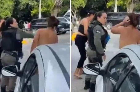 Mulher acusada de agredir filha leva tapa de PM