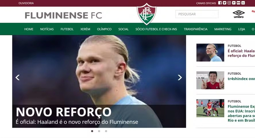 Site do Fluminense foi hackeado e anunciou Haaland