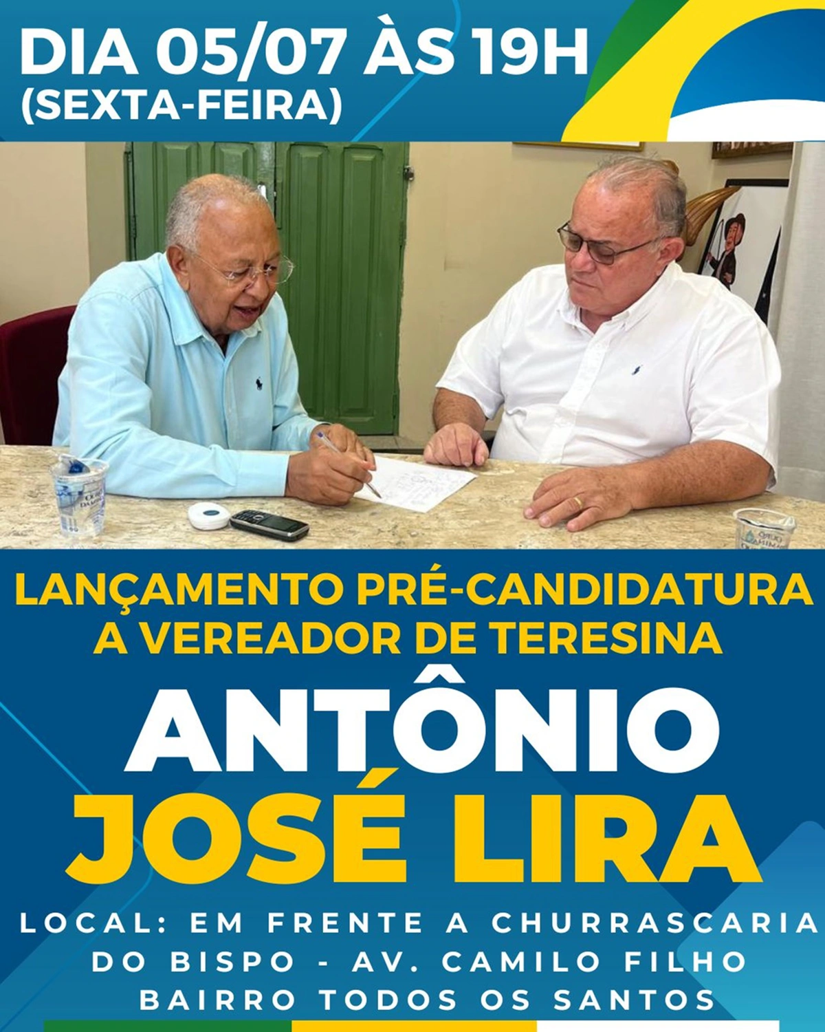 Convite de lançamento da pré-candidatura a vereador de Antônio José Lira