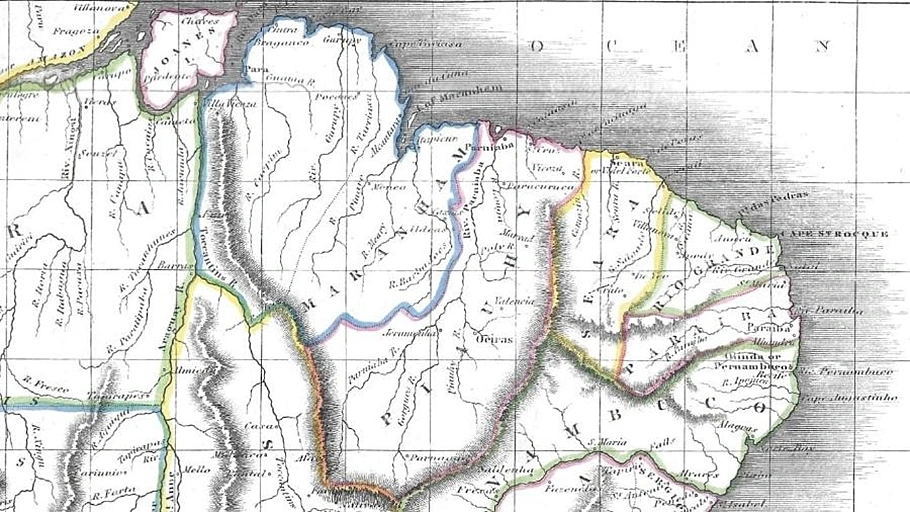 Mapa de 1840 da área em litígio entre Piauí e Ceará