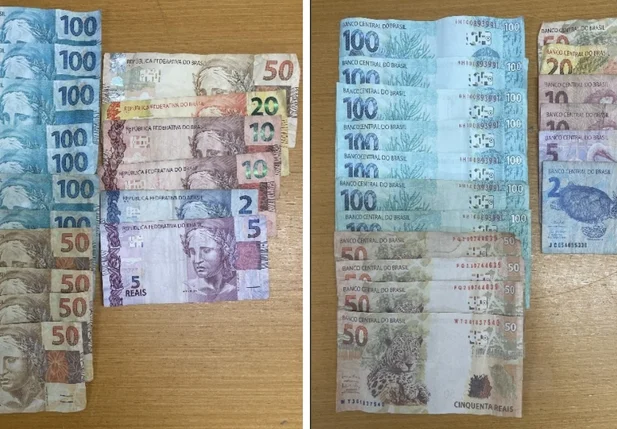 Foram apreendidas R$ 900 em dinheiro falso