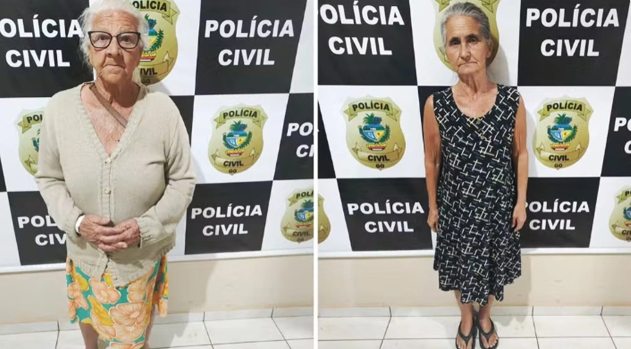 Idosas presas pela Polícia Civil em Orizona, no sul do estado de Goiás