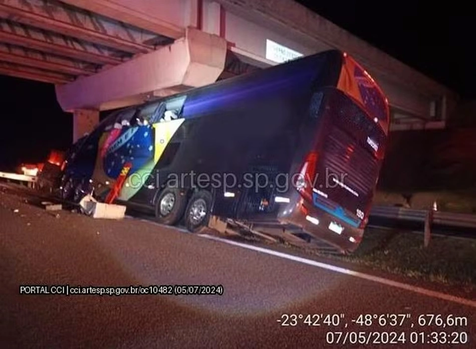 Ônibus colidiu em um viaduto em São Paulo