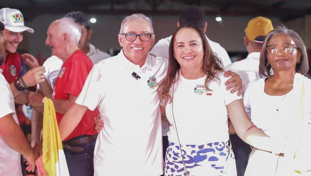 Quirino Neto e a pré-candidata a vice Verônica Avelino Lima