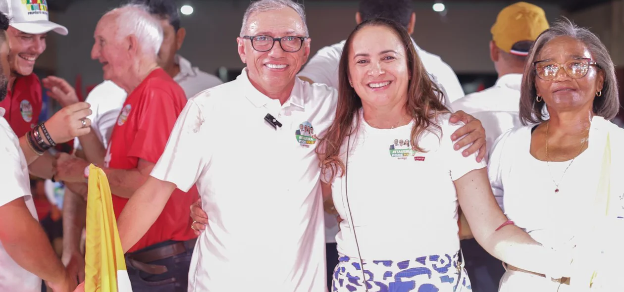 Quirino Neto e a pré-candidata a vice Verônica Avelino Lima