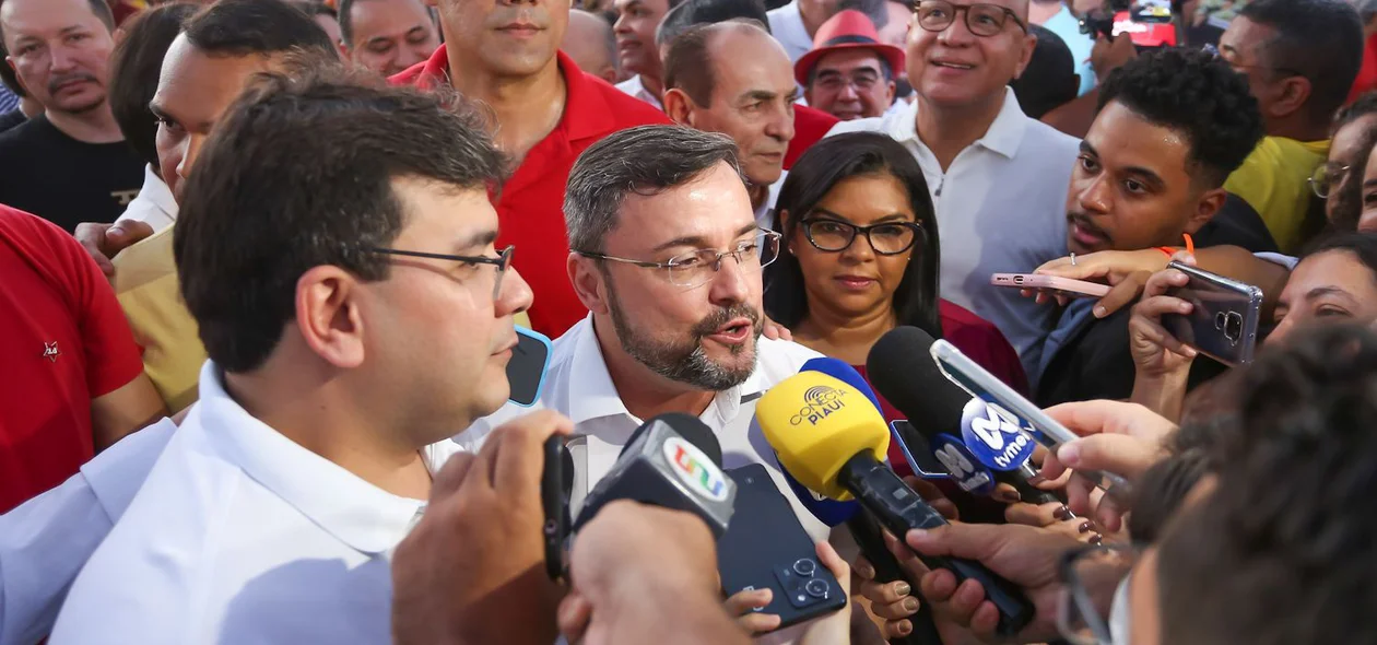 Rafael Fonteles e Fábio Novo conversam com a imprensa