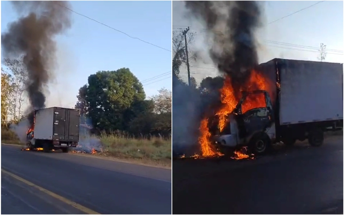 Caminhão pegou fogo na rodovia que liga Altos a Teresina