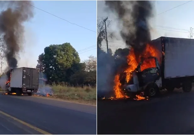 Caminhão pegou fogo na rodovia que liga Altos a Teresina