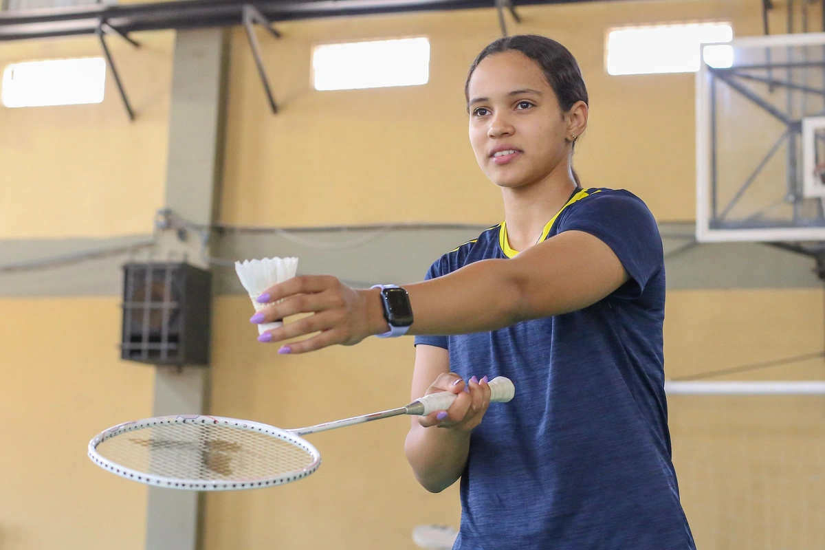 Juliana Viana se preparando para a partida