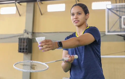 Juliana Viana se preparando para a partida