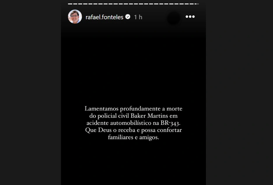 Governador Rafael Fonteles lamentou morte do policial Baker Martins